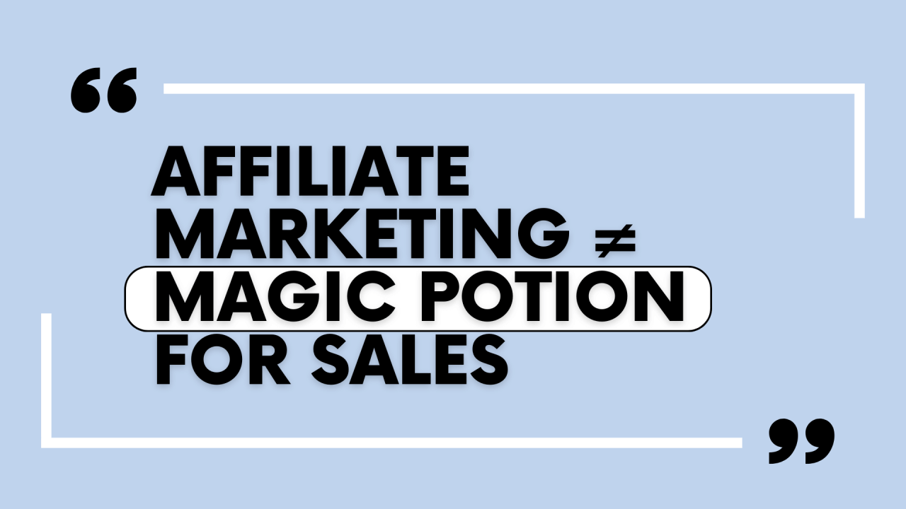 Affiliate Marketing ≠ Magic Potion for Sales